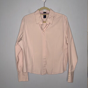 Gap Womens Pink Button Up Blouse Vintage Y2K Size XL Hidden Buttons Stretch Work